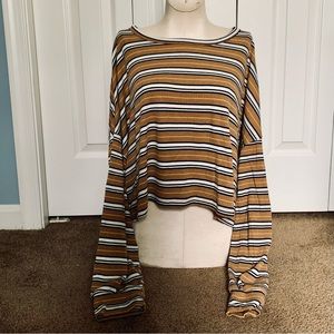 Brown striped crop top